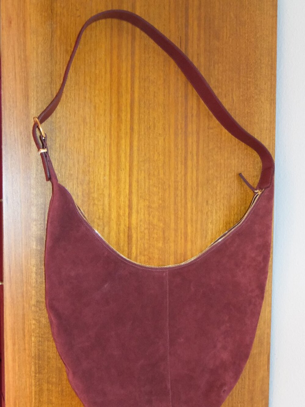 Madewell Suede Crossbody Hobo Bag in Burgundy